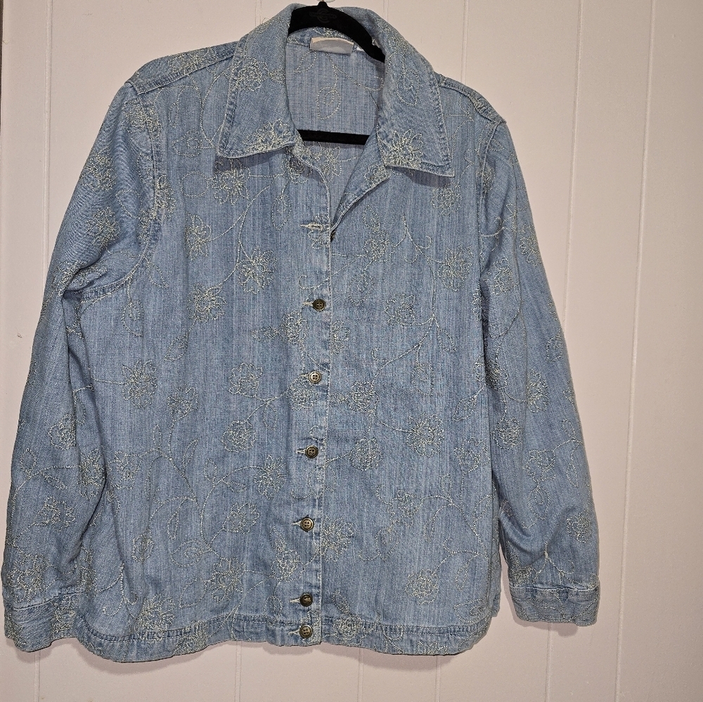 Alfred Dunner vintage embroidered denim jacket. Women's 18W